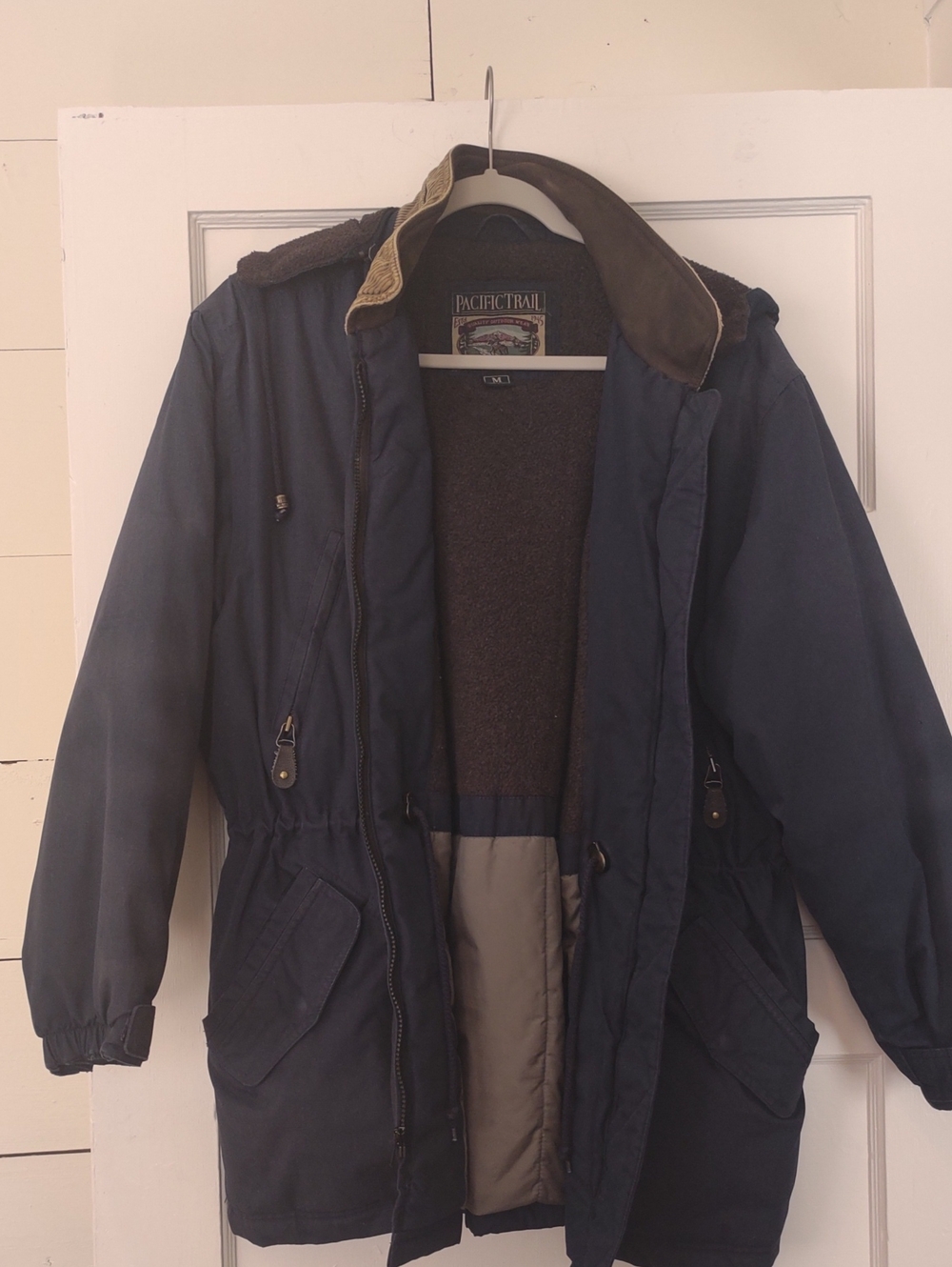 Pacific Trail Men’s Navy Field Coat with Brown Collar